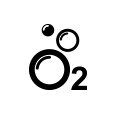 Black and white O2 logo with bubbles.
