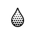 A black droplet with dots inside.